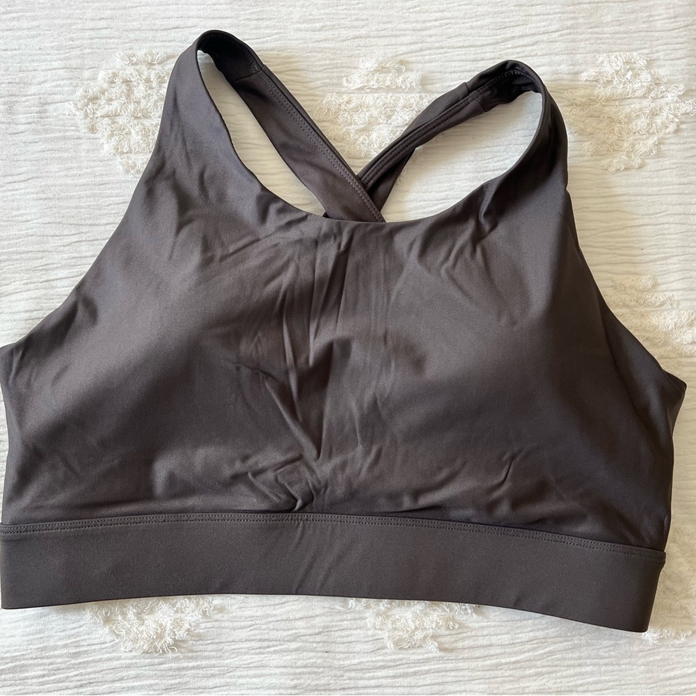 Fabletics Charcoal Cross-Back Sports Bra